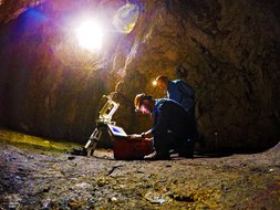 Recording a cave by use of a laser scanner.