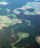 Aerial photo of the Lone Valley. Copyright, picture credit: Landesamt für Denkmalpflege im Regierungspräsidium Stuttgart, O. Braasch.